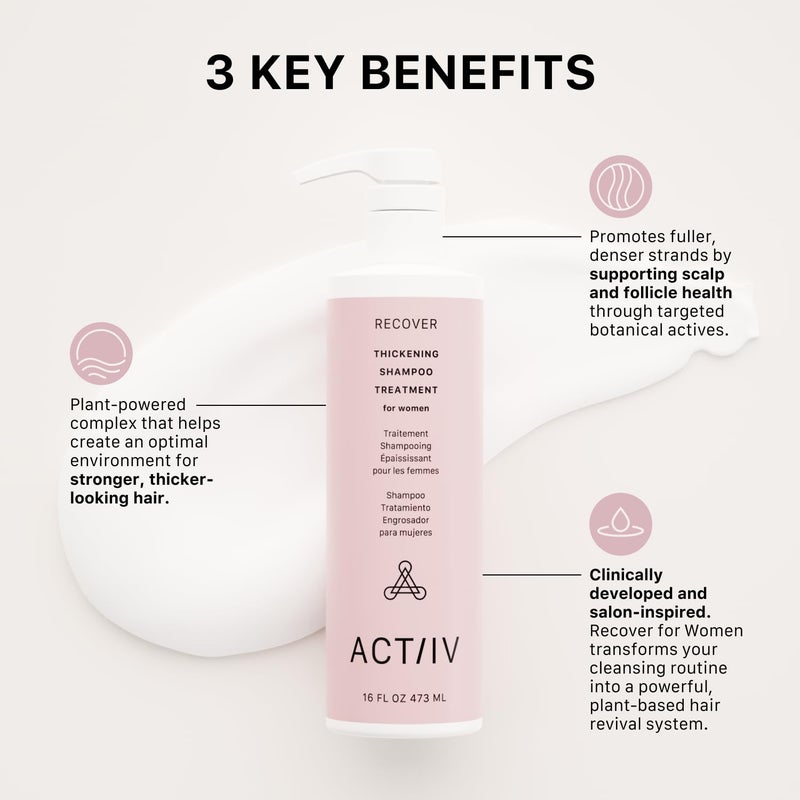 ACTIIV Recover Thickening Shampoo Treatment For Women | Supports the Appearance of Fuller, Healthier-Looking Hair, Supports Scalp Health, Plant-Based, Color-Safe, Vegan, All Hair Types, 473 mL / 16 oz - Image 3